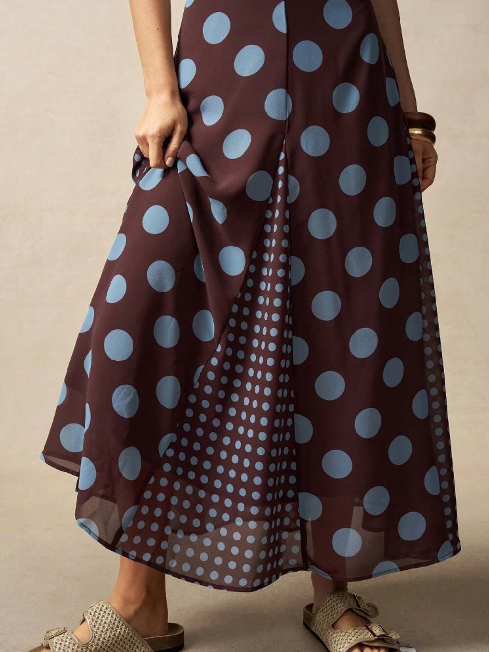 Brown Boho Women's Backless Split Thigh Long Halter Dress - Picture 5 of 6